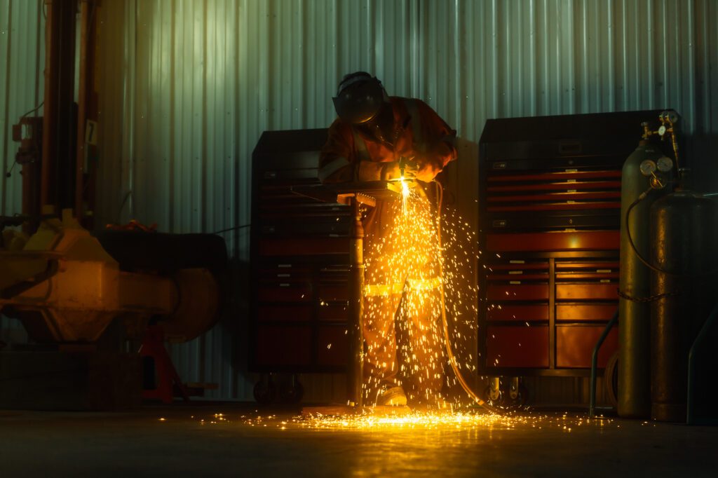 Industrial Welding student welding.