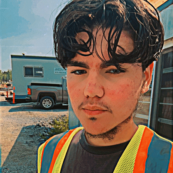 Aythan Mcleod in high vis vest.